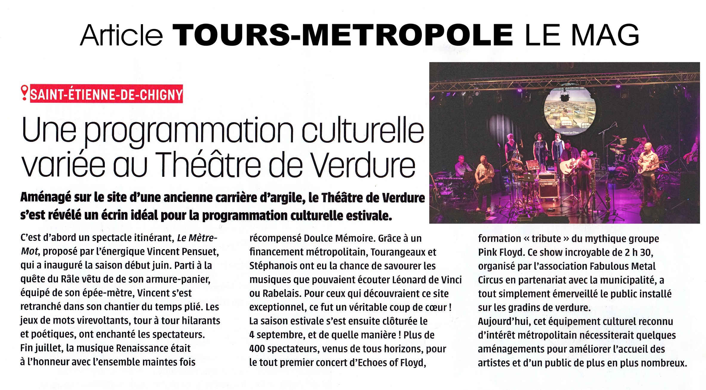 Article Tours Métropole du 21 septembre 2021